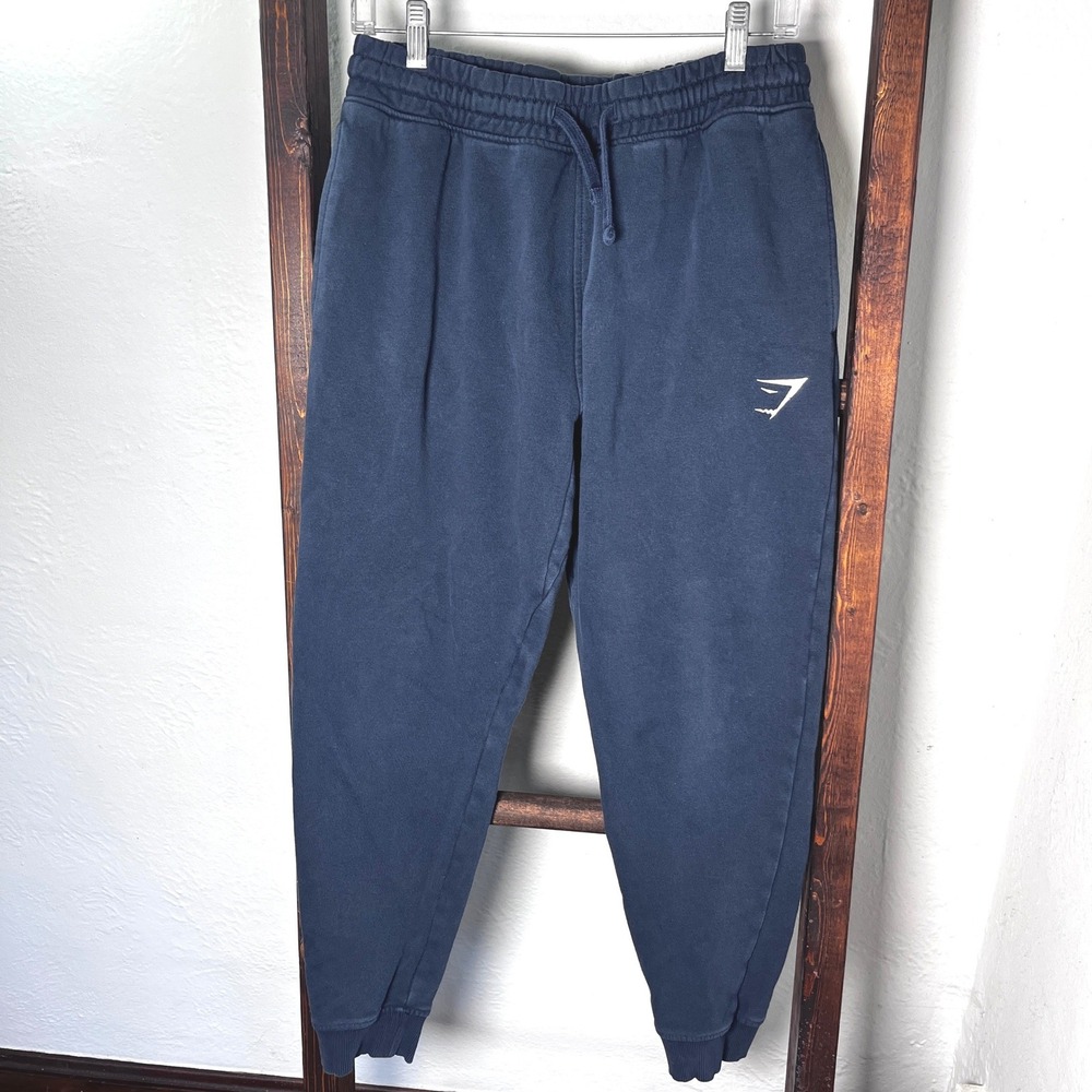 Gymshark Mens Navy Blue Fleece Joggers Sweatpants Size Medium Athleisure